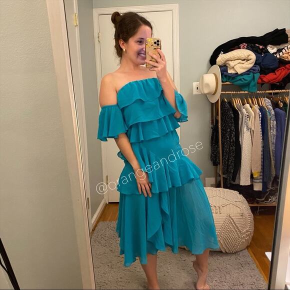 MISA Los Angeles Blue Teal Maxi Dress XS - Picture 6 of 11